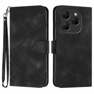 For Tecno Spark 20 Pro Line Pattern Skin Feel Leather Phone Case(Black)