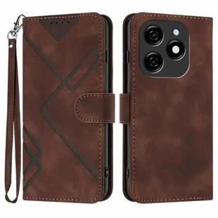 For Tecno Spark 20 Line Pattern Skin Feel Leather Phone Case(Coffee)