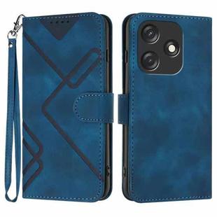 For Tecno Spark 10C Line Pattern Skin Feel Leather Phone Case(Royal Blue)
