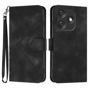 For Tecno Spark 10C Line Pattern Skin Feel Leather Phone Case(Black)