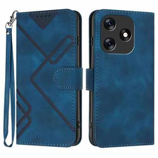 For Tecno Spark 10 4G Line Pattern Skin Feel Leather Phone Case(Royal Blue)