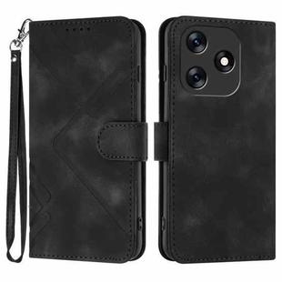 For Tecno Spark 10 4G Line Pattern Skin Feel Leather Phone Case(Black)