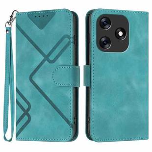 For Tecno Spark 10 4G Line Pattern Skin Feel Leather Phone Case(Light Blue)