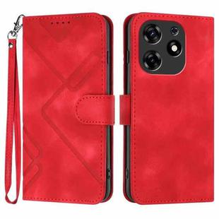 For Tecno Spark 10 Pro Line Pattern Skin Feel Leather Phone Case(Red)