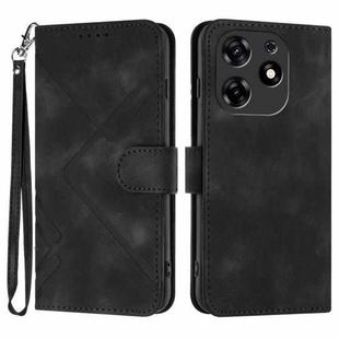 For Tecno Spark 10 Pro Line Pattern Skin Feel Leather Phone Case(Black)