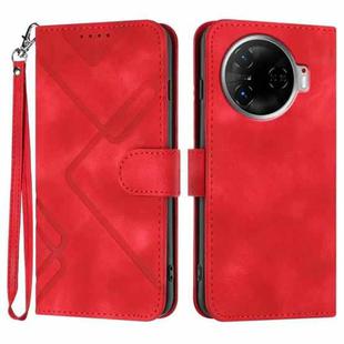 For Tecno Camon 30 Pro Line Pattern Skin Feel Leather Phone Case(Red)