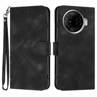 For Tecno Camon 30 Pro Line Pattern Skin Feel Leather Phone Case(Black)