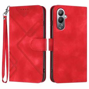 For Tecno Pova 4 Line Pattern Skin Feel Leather Phone Case(Red)
