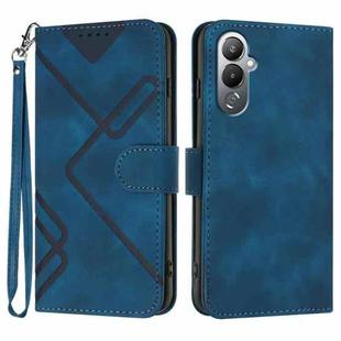 For Tecno Pova 4 Line Pattern Skin Feel Leather Phone Case(Royal Blue)