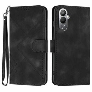 For Tecno Pova 4 Line Pattern Skin Feel Leather Phone Case(Black)