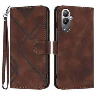 For Tecno Pova 4 Line Pattern Skin Feel Leather Phone Case(Coffee)