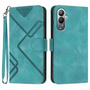 For Tecno Pova 4 Line Pattern Skin Feel Leather Phone Case(Light Blue)