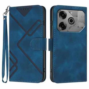 For Tecno Pova 6 Pro Line Pattern Skin Feel Leather Phone Case(Royal Blue)