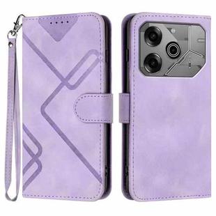 For Tecno Pova 6 Pro Line Pattern Skin Feel Leather Phone Case(Light Purple)