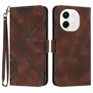 For Tecno Pova 6 Neo 5G / Spark 30 5G Line Pattern Skin Feel Leather Phone Case(Coffee)