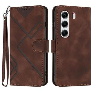 For Tecno Camon 40 4G Line Pattern Skin Feel Leather Phone Case(Coffee)