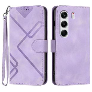 For Tecno Camon 40 4G Line Pattern Skin Feel Leather Phone Case(Light Purple)