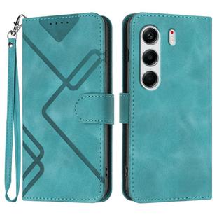 For Tecno Camon 40 4G Line Pattern Skin Feel Leather Phone Case(Light Blue)