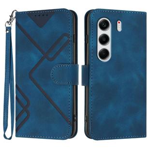 For Tecno Camon 40 Pro 4G Line Pattern Skin Feel Leather Phone Case(Royal Blue)