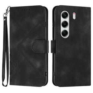 For Tecno Camon 40 Pro 4G Line Pattern Skin Feel Leather Phone Case(Black)