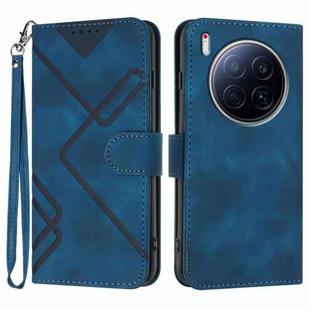 For Tecno Camon 40 Premier Line Pattern Skin Feel Leather Phone Case(Royal Blue)