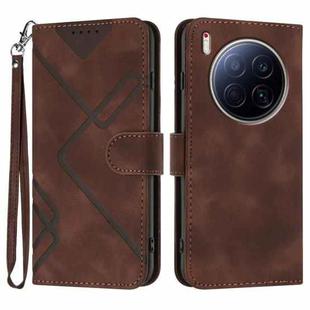 For Tecno Camon 40 Premier Line Pattern Skin Feel Leather Phone Case(Coffee)
