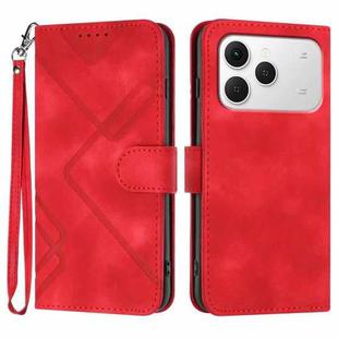 For Tecno Spark 40 4G Line Pattern Skin Feel Leather Phone Case(Red)