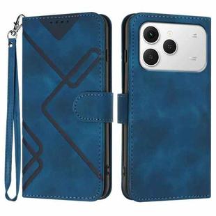 For Tecno Spark 40 4G Line Pattern Skin Feel Leather Phone Case(Royal Blue)