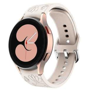 For Samsung Galaxy Watch 6 Butterfly Flower Embossed Silicone Watch Band(Starlight Color)