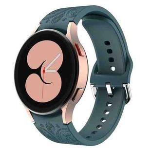 For Samsung Galaxy Watch 6 Ethnic Style Flowers Embossed Silicone Watch Band(Pine Green)