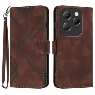 For Infinix Hot 40 Line Pattern Skin Feel Leather Phone Case(Coffee)