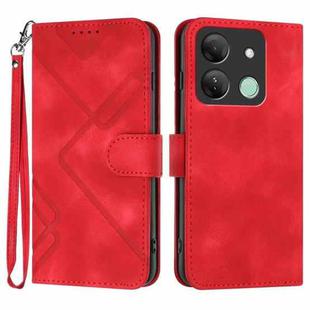 For Infinix Smart 7 HD Line Pattern Skin Feel Leather Phone Case(Red)