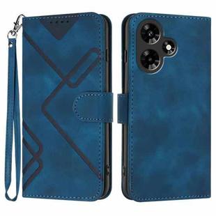For Infinix Hot 30i Line Pattern Skin Feel Leather Phone Case(Royal Blue)