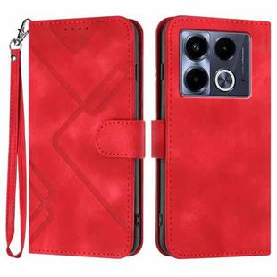 For Infinix Note 40 4G Line Pattern Skin Feel Leather Phone Case(Red)