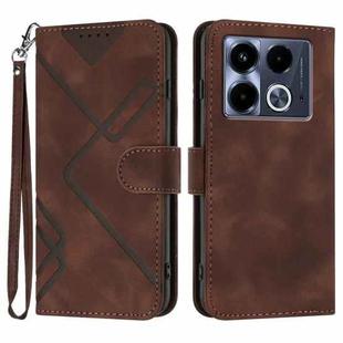For Infinix Note 40 4G Line Pattern Skin Feel Leather Phone Case(Coffee)
