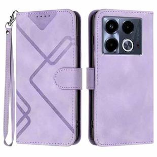 For Infinix Note 40 4G Line Pattern Skin Feel Leather Phone Case(Light Purple)