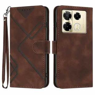 For Infinix Note 40 Pro 4G / 5G Line Pattern Skin Feel Leather Phone Case(Coffee)