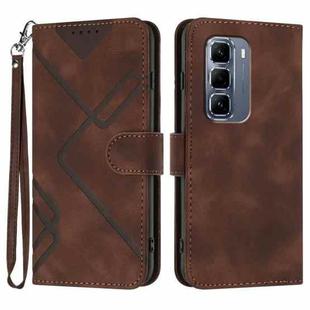 For Infinix Hot 50 Pro+ 4G Line Pattern Skin Feel Leather Phone Case(Coffee)