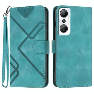 For Infinix Hot 20 4G Line Pattern Skin Feel Leather Phone Case(Light Blue)