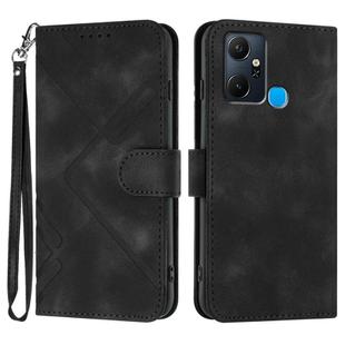 For Infinix Smart 6 Plus India Line Pattern Skin Feel Leather Phone Case(Black)