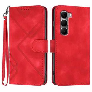 For Infinix Hot 60 4G / Hot 60i 4G Line Pattern Skin Feel Leather Phone Case(Red)