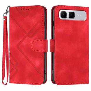 For Infinix Smart 10 Plus 4G Line Pattern Skin Feel Leather Phone Case(Red)