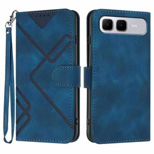 For Infinix Smart 10 Plus 4G Line Pattern Skin Feel Leather Phone Case(Royal Blue)