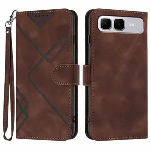 For Infinix Smart 10 Plus 4G Line Pattern Skin Feel Leather Phone Case(Coffee)