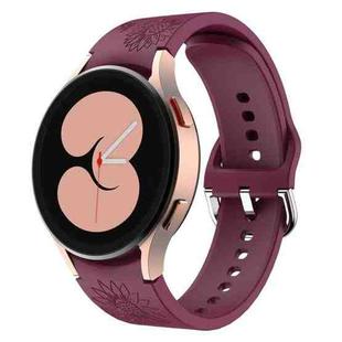 For Samsung Galaxy Watch 6 Sunflower Pattern Embossed Silicone Watch Band(Wine Red)