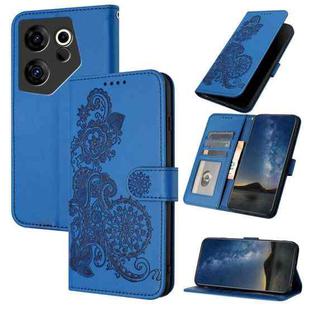 For Tecno Camon 20 Premier Datura Flower Embossed Flip Leather Phone Case(Blue)