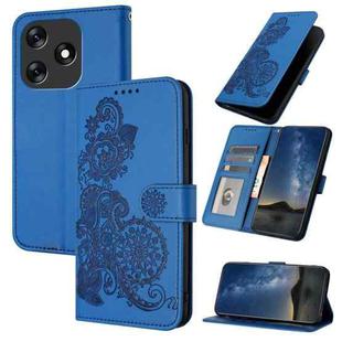 For Tecno Spark 10 4G Datura Flower Embossed Flip Leather Phone Case(Blue)
