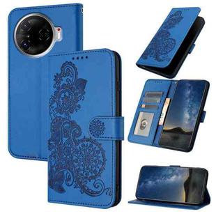 For Tecno Camon 30 Pro Datura Flower Embossed Flip Leather Phone Case(Blue)