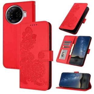 For Tecno Camon 30 Pro Datura Flower Embossed Flip Leather Phone Case(Red)