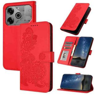 For Tecno Pova 6 Pro Datura Flower Embossed Flip Leather Phone Case(Red)